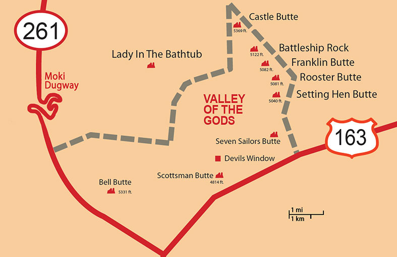 Carte détaillée de Valley of the Gods