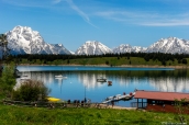 Vue sur les montagnes de Grand Teton et Jackson Lake depuis Signal Mountain Road, Wyoming