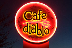 Enseigne du restaurant Cafe Diablo à Torrey, Utah