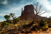 West Mitten Butte vue du sentier Wildcat Trail en fin d'après-midi à Monument Valley