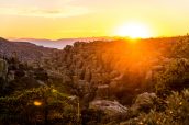Chiricahua national Monument au coucher du soleil vu de Massai Point