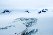 Temps couvert sur le champ de glace Harding Icefield et le sommet d'Exit Glacier, Kenai Fjords