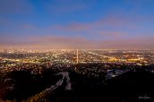 Vue sur Los Angeles en fin de coucher de soleil, du parc Griffith